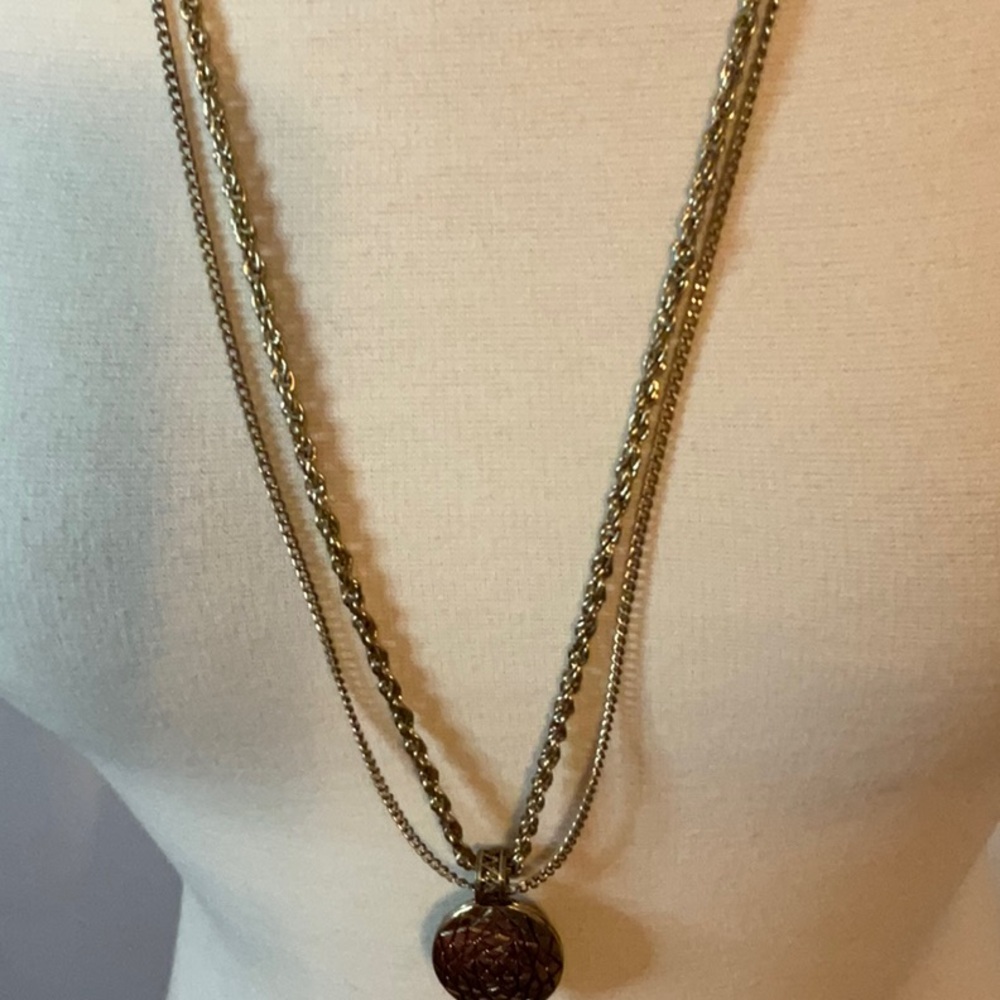 Ruby Rd Gold Tone Long Necklace Double‎ Chain - Picture 4 of 6